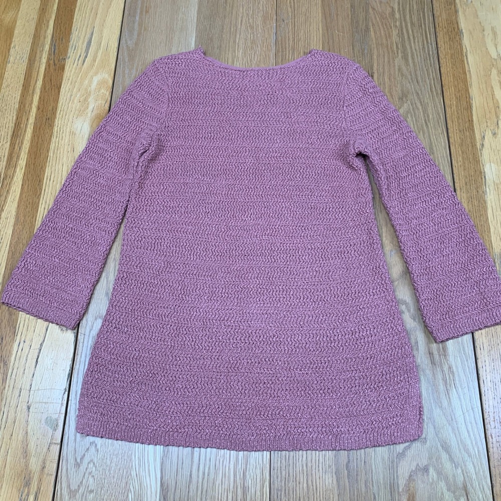J. Jill Womens XS Dusty Rose Textured Knit Tunic Sweater Pink Long Sleeve Cotton